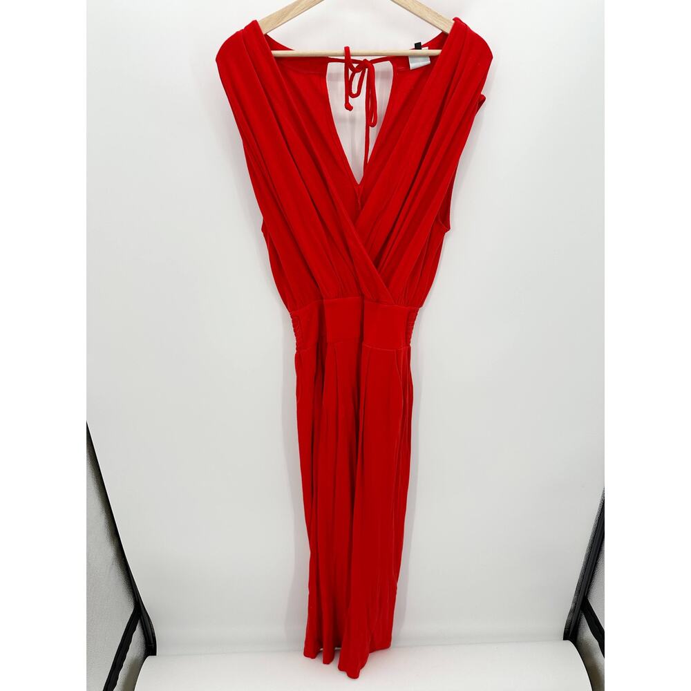 Cabi Red V-Neck Sleeveless Wide Leg Jumpsuit Style 5773 Women Medium